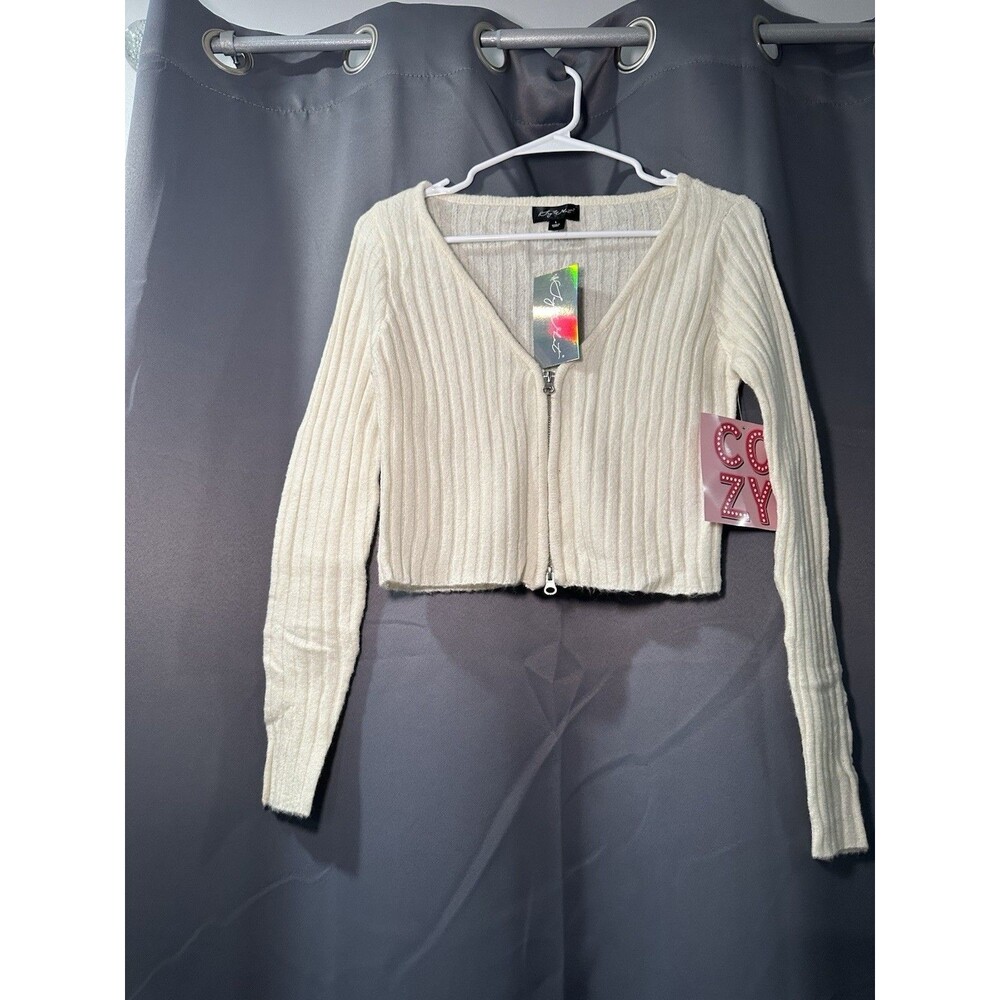 Say What? Shirt Womens Large White Top With Zip